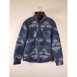 Jachs New York Southwest Wool Blend Shacket Aztec Geometric Jacket Blue Large